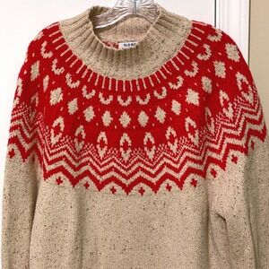 Old Navy Womens Alpine Grey Fair Isle Mock Neck Sweater Ski Chalet Gorpcore L